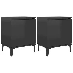 Noptiere cu picioare metal, negru extralucios, 40x30x50 cm