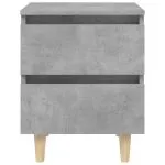 Noptiere cu picioare lemn masiv pin 2 buc. gri beton 40x35x50cm