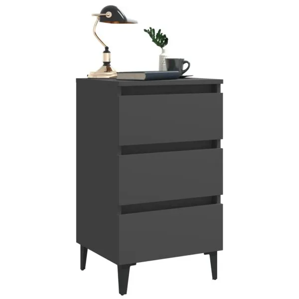 Noptiere cu picioare metalice, 2 buc. gri, 40x35x69 cm