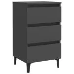 Noptiere cu picioare metalice, 2 buc. gri, 40x35x69 cm