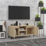 Comodă TV cu picioare metalice, stejar sonoma, 103,5x35x50 cm