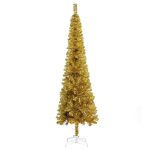 Brad de Crăciun artificial subțire, auriu, 120 cm