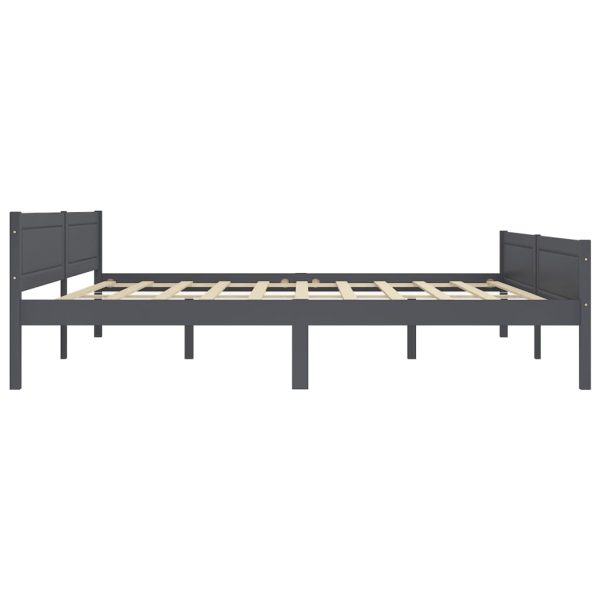 Cadru de pat, 200×200 cm, gri, lemn masiv de pin