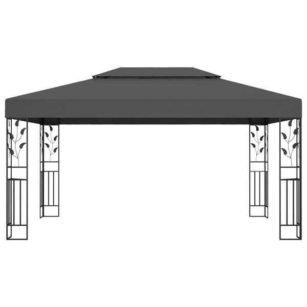 Pavilion cu acoperiș dublu&șiruri de lumini LED,antracit, 3×4 m