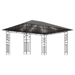 Pavilion cu plasă anti-țânțari&lumini LED, antracit, 4x3x2,73 m
