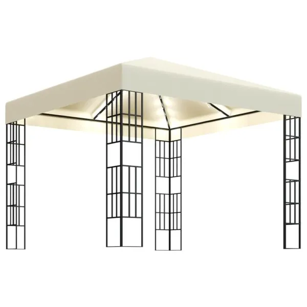 Pavilion cu șir de lumini LED, crem, 3×3 m