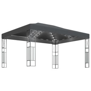 Pavilion cu șir de lumini LED, antracit, 3×4 m, țesătură