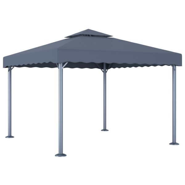 Pavilion cu șiruri de lumini LED, antracit, 300x300cm aluminiu
