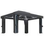 Pavilion cu perdele & șiruri lumini LED, antracit, 4×3 m
