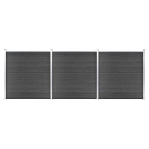 Set de panouri de gard, negru, 526 x 186 cm, WPC