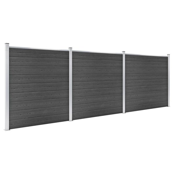 Set de panouri de gard, negru, 526 x 186 cm, WPC