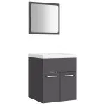 Set mobilier de baie, gri, lemn prelucrat