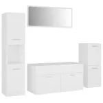 Set mobilier de baie, alb, lemn prelucrat