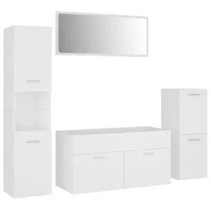 Set mobilier de baie, alb, lemn prelucrat