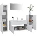 Set mobilier de baie, alb, lemn prelucrat