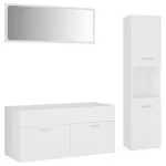 Set mobilier de baie, alb, lemn prelucrat