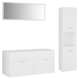Set mobilier de baie, alb, lemn prelucrat