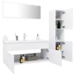 Set mobilier de baie, alb, lemn prelucrat