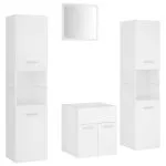 Set mobilier de baie, alb, lemn prelucrat