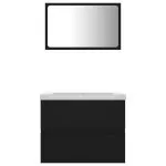 Set mobilier de baie, negru, lemn prelucrat