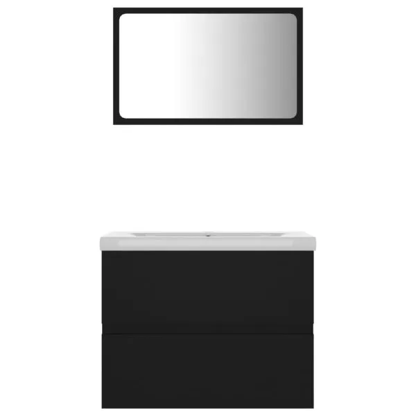 Set mobilier de baie, negru, lemn prelucrat