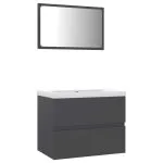 Set mobilier de baie, gri, lemn prelucrat