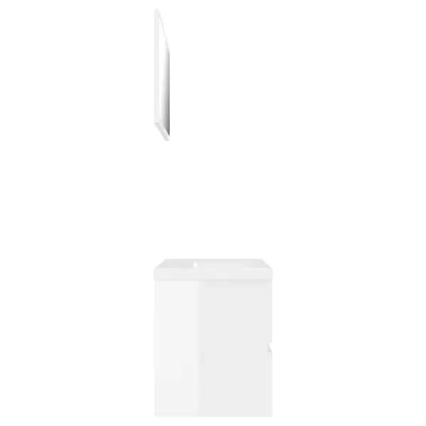 Set mobilier de baie, alb extralucios, lemn prelucrat
