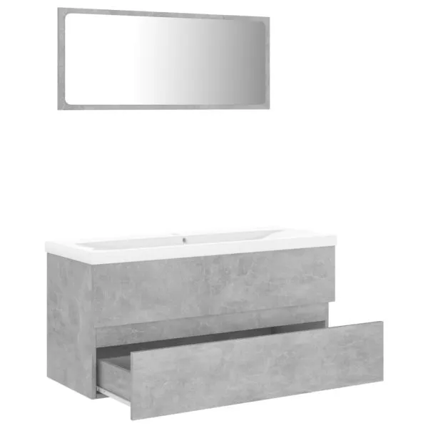 Set mobilier de baie, gri beton, lemn prelucrat