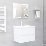 Set mobilier de baie, alb, lemn prelucrat