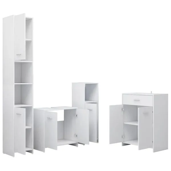 Set mobilier de baie, 4 piese, alb
