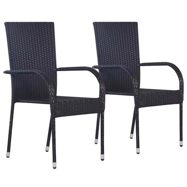 Set mobilier de grădină, 3 piese, negru