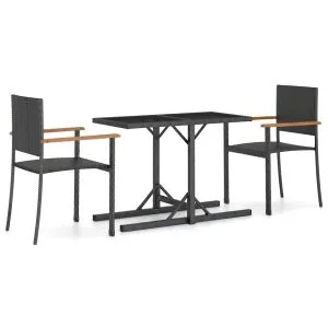 Set mobilier de grădină, 3 piese, negru