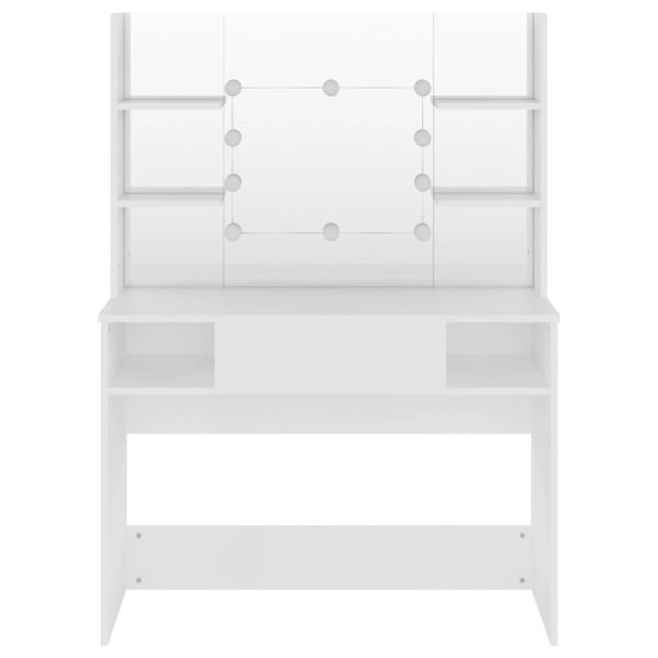 Masă de machiaj cu lumini LED, alb, 100x40x135 cm, MDF