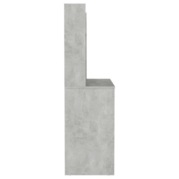 Masă machiaj cu lumini LED, gri beton, 100x40x135 cm , MDF