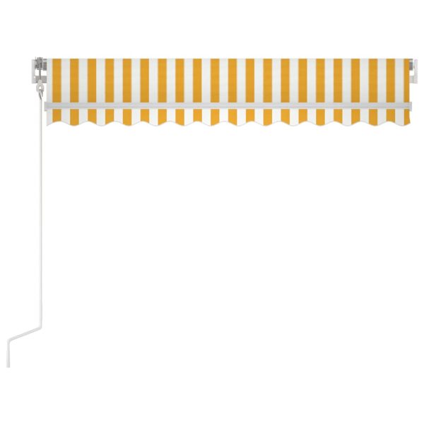 Copertină automată senzor vânt & LED, galben/alb, 300×250 cm