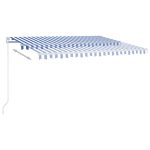 Copertină retractabilă manual LED, albastru și alb, 400×300 cm