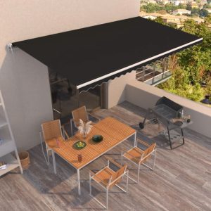 Copertină retractabilă automat, antracit, 600×350 cm