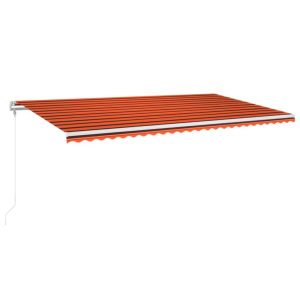 Copertină retractabilă automat, portocaliu și maro, 600×350 cm