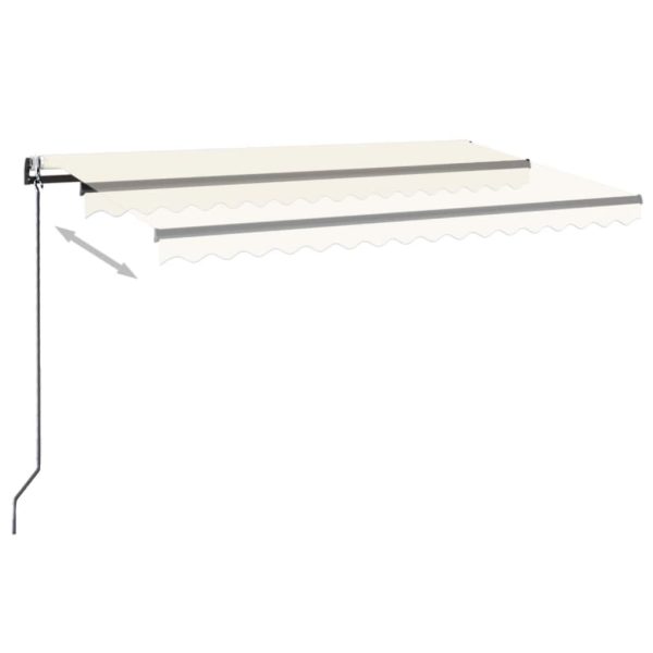Copertină automată cu senzor vânt & LED, crem, 450×300 cm