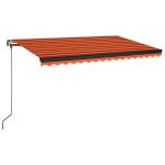Copertină retractabilă manual, LED, portocaliu/ maro 450×350 cm