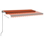 Copertină retractabilă manual, LED, portocaliu/ maro 450×350 cm
