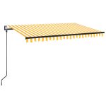 Copertină retractabilă automat, galben și alb, 450×350 cm