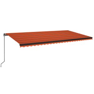 Copertină retractabilă manual, LED, portocaliu/maro, 600×350 cm