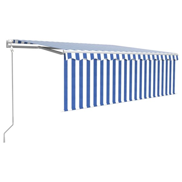 Copertină automată stor&LED&senzor vânt albastru&alb 4,5×3 cm