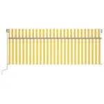 Copertină retractabilă manual cu stor, galben&alb, 4×3 m