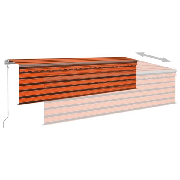 Copertină automată, stor&senzor vânt&LED, portocaliu&maro 5×3 m