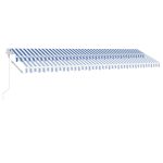 Copertină automată cu senzor vânt&LED, albastru/alb, 600×300 cm