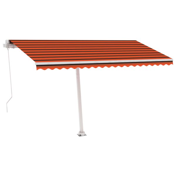 Copertină retractabilă manual,LED, portocaliu/ maro, 450×350 cm