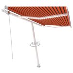 Copertină automată, senzor vânt&LED, oranj/maro, 450×350 cm