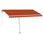Copertină automată, senzor vânt&LED, oranj/maro, 450×350 cm